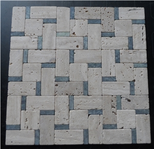 Travertine Marble Basketweave Mosaic Tile