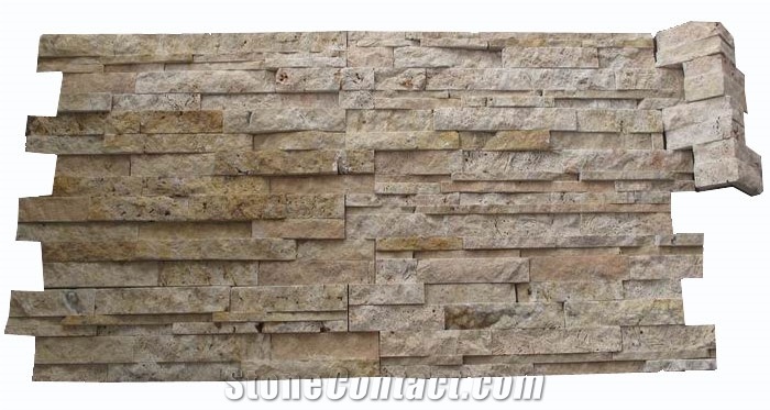 China Brown Travertine Cultured Stone/Stone Wall Panel
