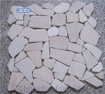 Crazy Mosaic,China Beige Marble Floor Mosaic