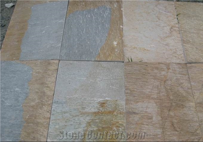 Yellow Quartzite Stone Tiles/Stone Flooring/Stone Floor Tiles, China Yellow Quartzite