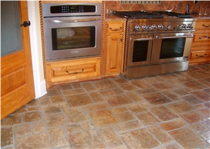 Sandstone Flooring in Kitchen Design, Beige Sandstone Kitchen Design