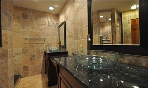 Small Bathroom with Mixed Travertines