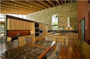 Stacked Stone Kitchen Wall
