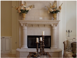 Beige Limestone Fireplaces