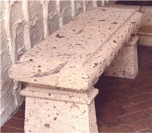 Hand Carved Benches, Rojo Tagui Pink Sandstone Benches