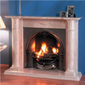 Botticino Classico Fireplace, Botticino Classico Beige Marble Fireplace