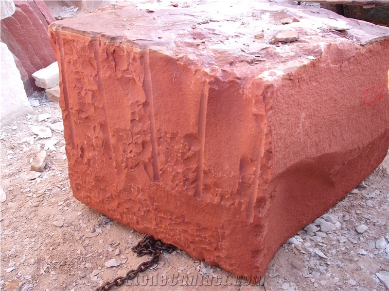Agra Red Raw Blocks, Agra Red Sandstone Block