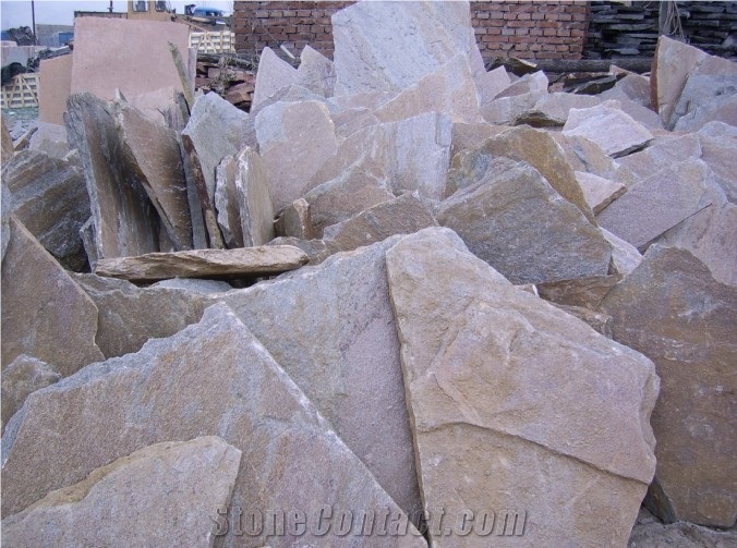 Golden Quartzite Irregular Tiles, Quartzite Flagstone, Random Stone
