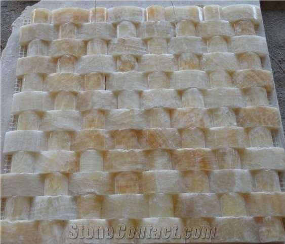 Honey Onyx Cheap Basketweave Mosaic, Yellow Onyx Basketweave Mosaic