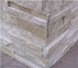 White Cultured Stone Corner， Ledge Stone, White Quartz
