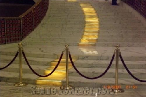 Stairs, Steps, Calacatta Gold White Marble Stairs