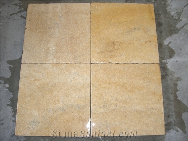 Asian Gold Honed & Tumbeled - Wet, India Yellow Marble Slabs & Tiles
