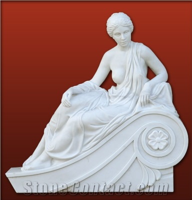 Sculpture in Marble Statuario, Statuario White Marble Sculpture