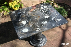 Fossil Table - Rectangular, Jameella, Moroccan Fossile Black Limestone Tables