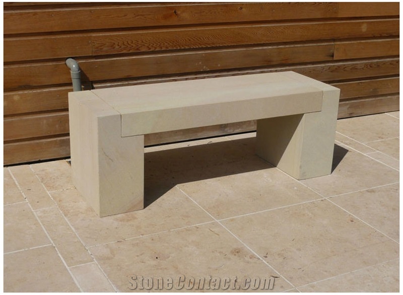 Bench Made Of Buff Sandstone, Buff Brown Sandstone Bench