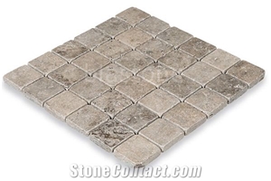 Tumbled Silver Travertine Mosaic, Silver Grey Travertine Mosaic