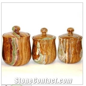 Multi Onyx Medium Canister, Multicolor Red Onyx Kitchen Accessories