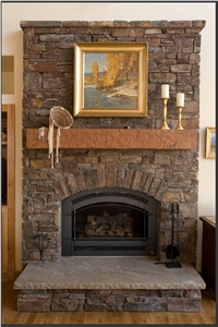 Chief Joseph Stone Fireplace Surround, Brown Sandstone Fireplace Surround