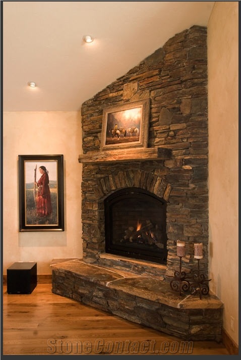 Dakota Stone Fireplace, Brown Granite Fireplace