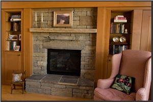 Frontier Stone, Beige Sandstone Fireplace