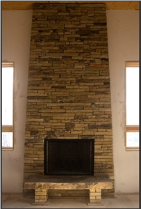 Multi-blend Sandstone Stacked Wall Stone, Fireplac