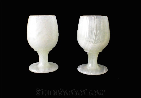 Drinking Wine Party Onyx Goblets, White Onyx Kitchen Accessories