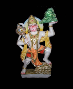 Indian Marble Hanuman Huge Statues Live Size, White Marble Statues