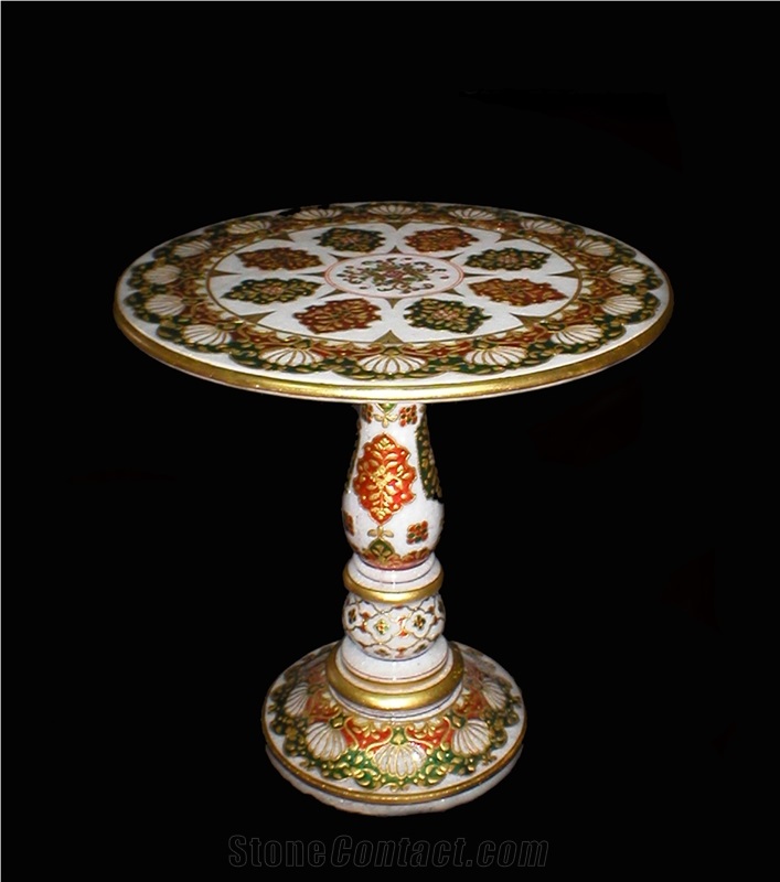Indian Table Meenakari, White Marble Tables