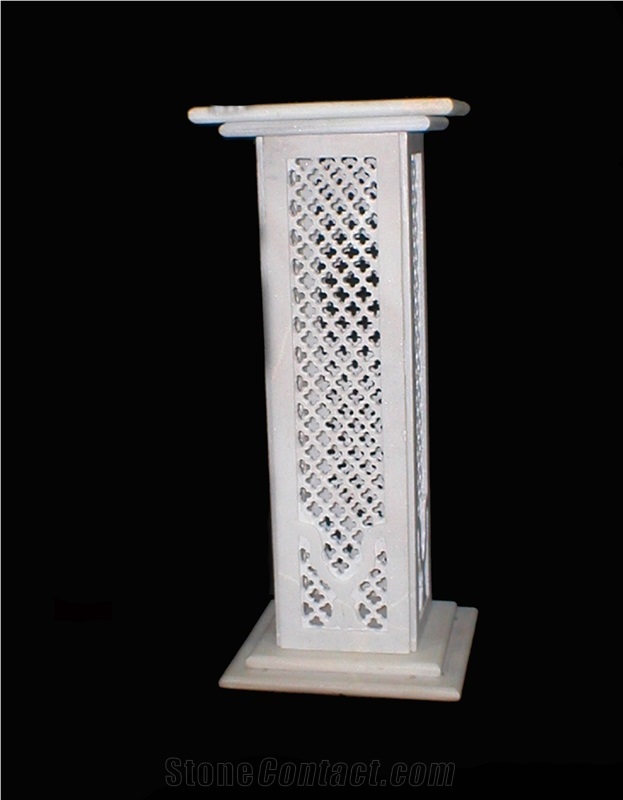 Marble White Pedestal Jali Column from India - StoneContact.com