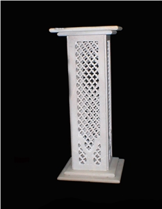 Marble White Pedestal Jali Column