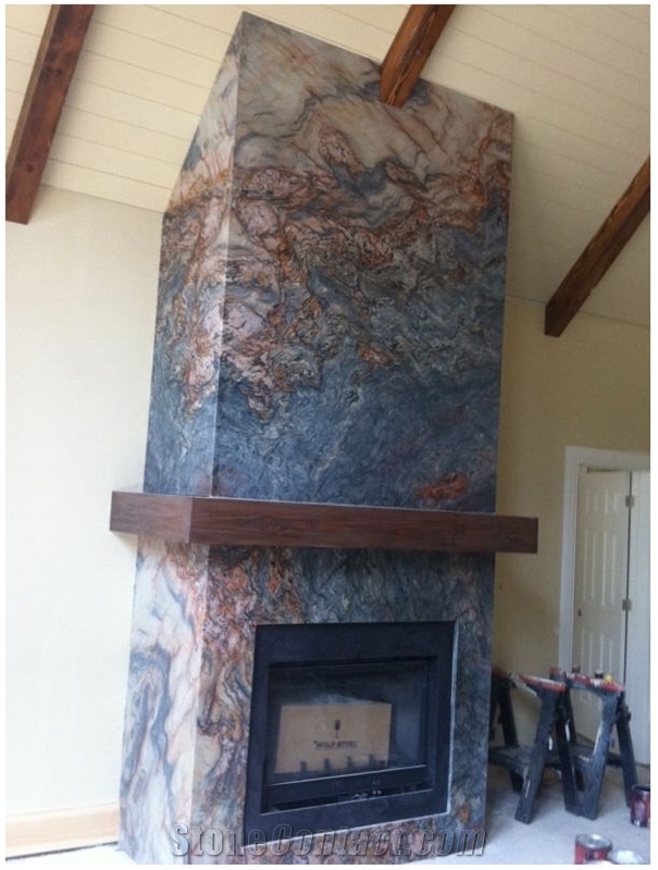 Fusion Fireplace, Fusion Blue Granite Fireplace