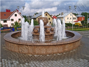 Fountain in Ujno Sultaevckoe Granite, Ujno Sultaevckoe Red Granite Fountain