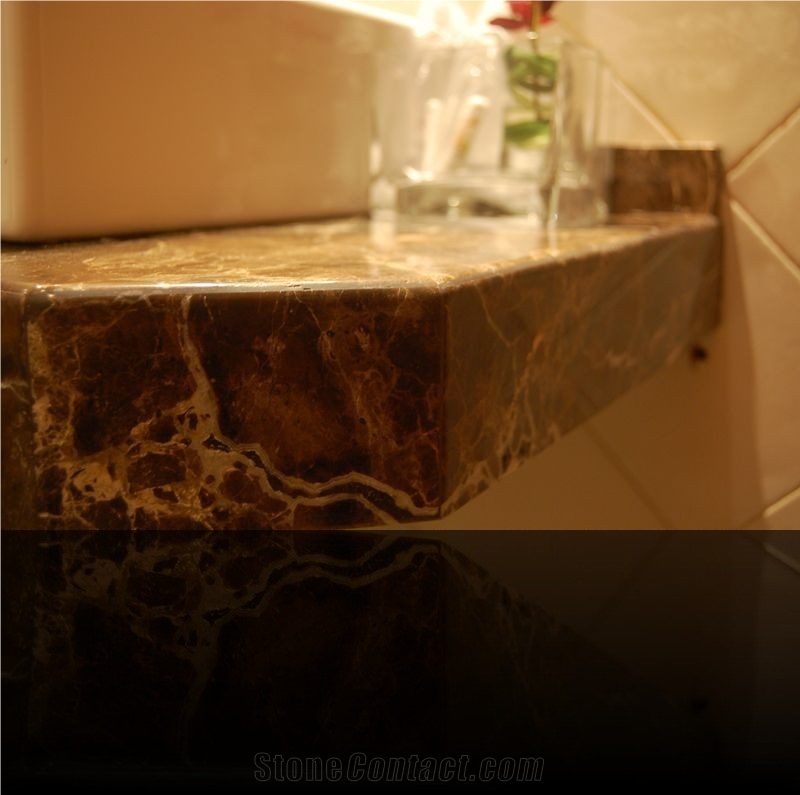 Castanho Imperador Escuro Marble Bathroom Top, Castanho Imperador Escuro Brown Marble Bathroom Top