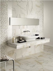 Calacatta Gold Bathroom Wall, Floors, Calacatta Gold White Marble Bath Design