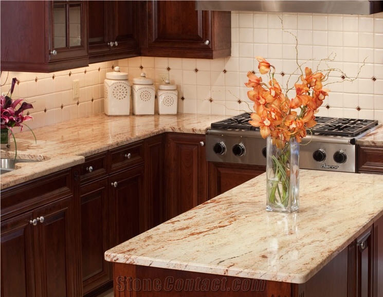 Ivory Chiffon Kitchen Countertops Beige Granite From India