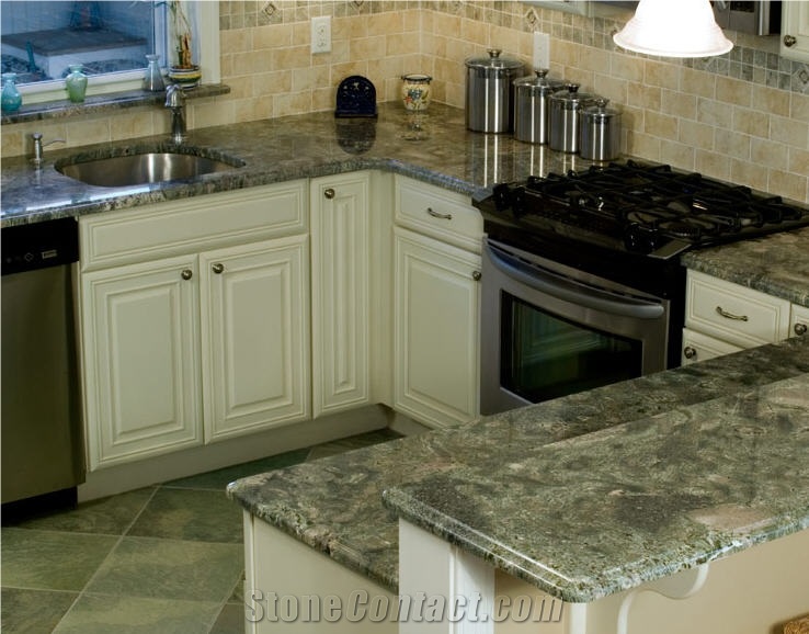 Tropical Green Granite Countertop From, Green Granite Countertops Kitchen
