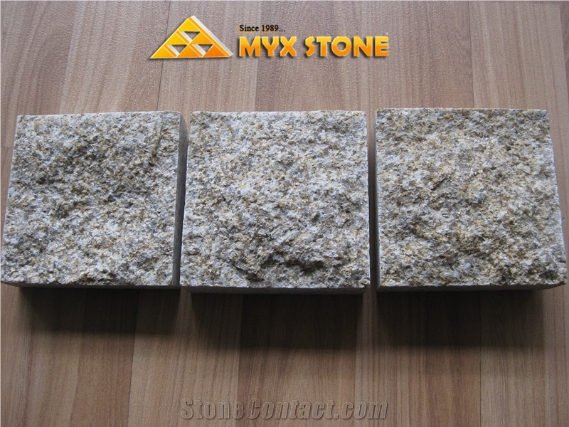 G682 Yellow Rusty Granite Cube Stone
