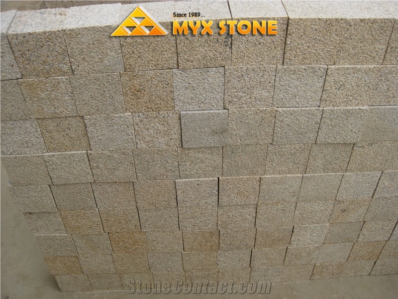 G682 Yellow Rusty Granite Cube Stone