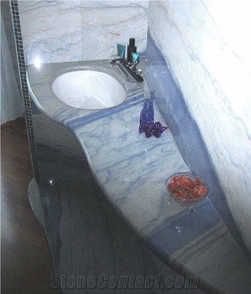 Azul Macaubas Bathroom Vanity Top, Azul Macaubas Blue Quartzite Bathroom Vanity Top