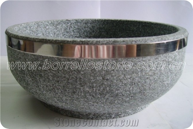 Low Carbon Granite Stone Bowl, Grey Granite Bowls