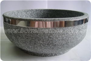 Low Carbon Granite Stone Bowl, Grey Granite Bowls