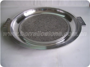Natural Stone Plate For Outdoor Barbecue, Grey Granite Plate