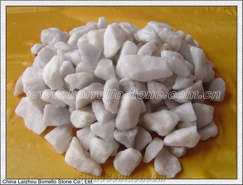 White Chips Stone For Porous Paving, White Marble Pebble, Gravel