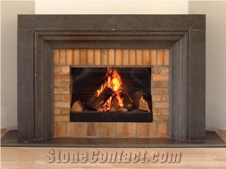 Chimney with Border in Belgian Blue Stone, Belgian Blue Stone Blue Stone Fireplace