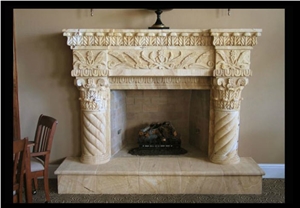 Madera Sandstone Fireplace, Madera Yellow Sandstone Fireplace