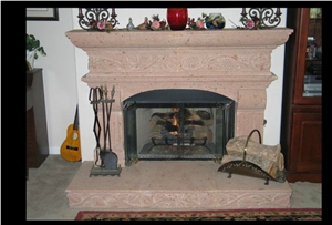 Naranja Cantera Fireplace, Naranja Red Cantera Fireplace