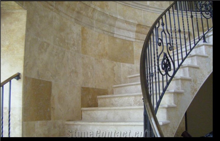 San Antonio Limestone Stairs, Beige Limestone Stairs