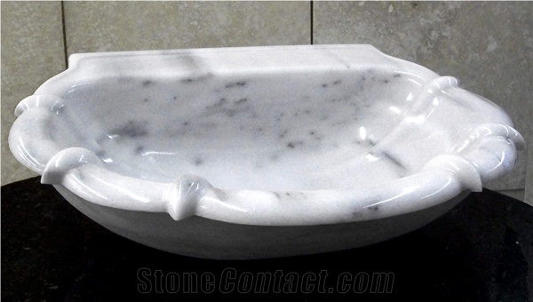 Drop-in Marmara White Marble Vanity Sink