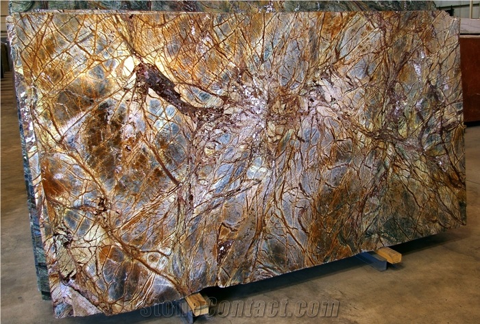 Rain Forest Brown Marble Slabs, India Brown Marble