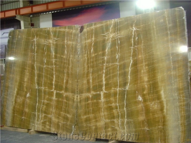 Book Match Onyx Slabs, China Yellow Onyx for Wall Panel